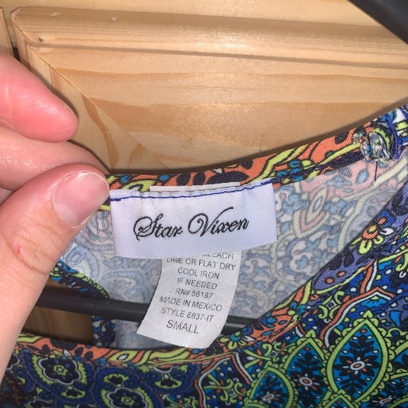 Star Vixen printed lace sheer bottom blouse shirt size S - Picture 4 of 4